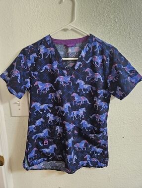 Carharrt Horse Print Scrub Top